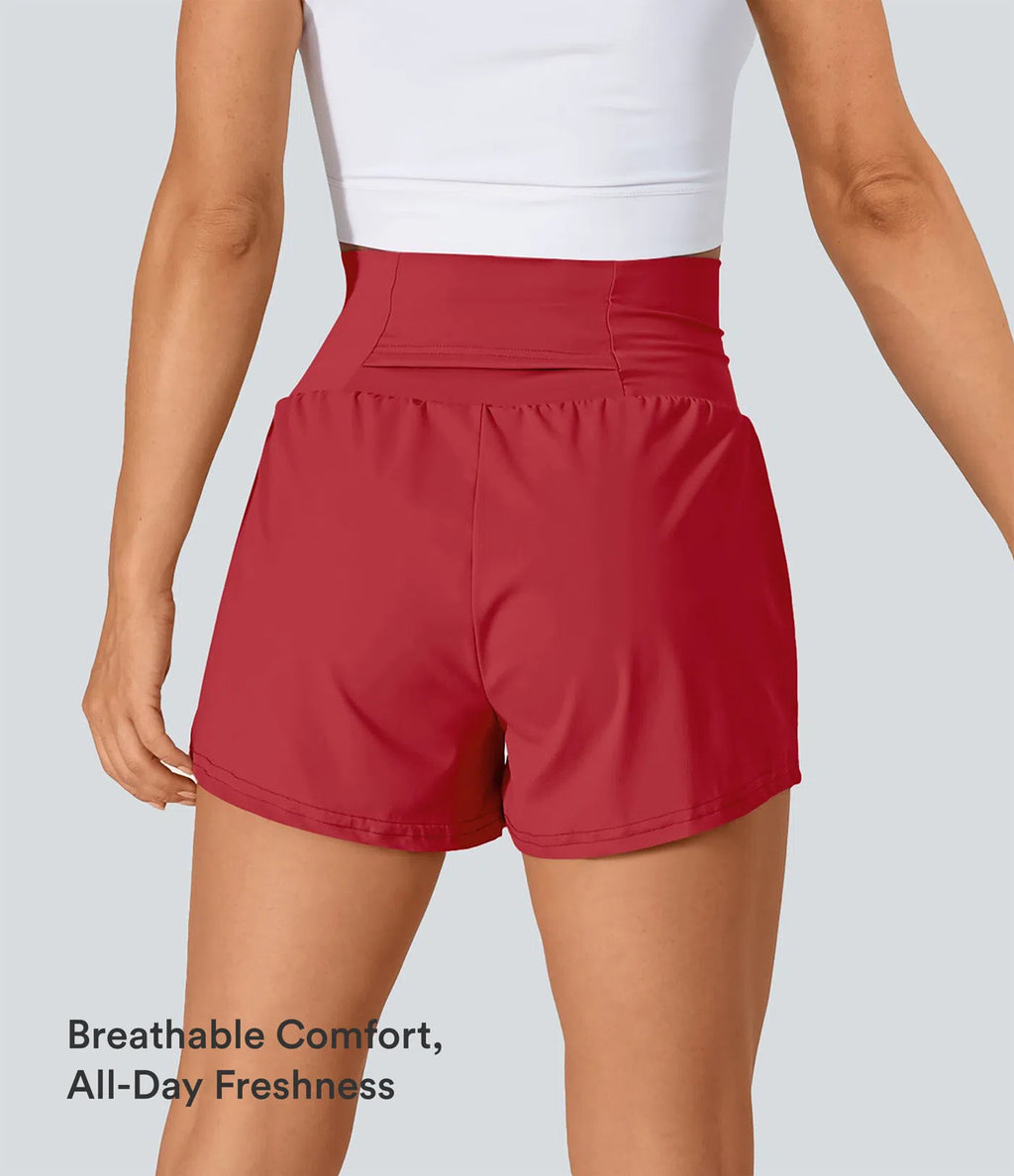 High-Waisted 2-in-1 Cooling Yoga Shorts with Pockets