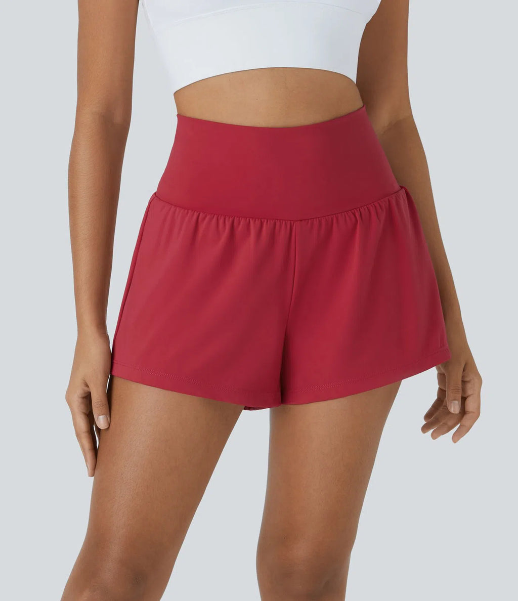 High-Waisted 2-in-1 Cooling Yoga Shorts with Pockets
