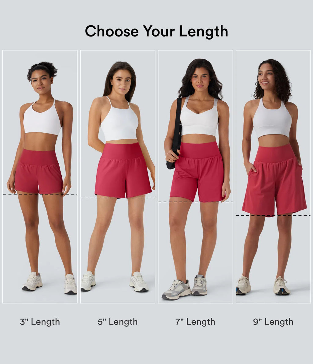 High-Waisted 2-in-1 Cooling Yoga Shorts with Pockets