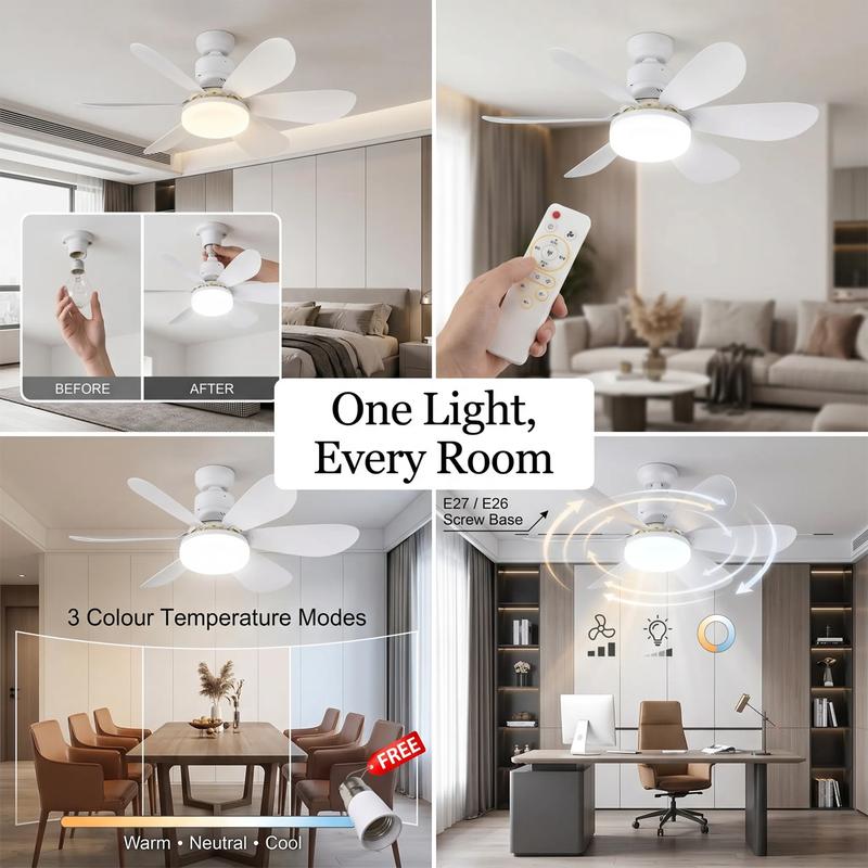 2-in-1 Dimmable E27 LED Fan Light