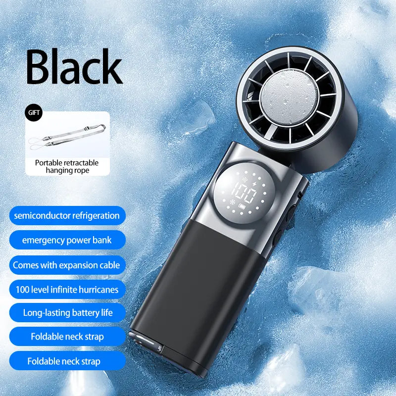 ❄️ Turbo Cooling Handheld Fan | 5-Speed Rechargeable Mini Fan