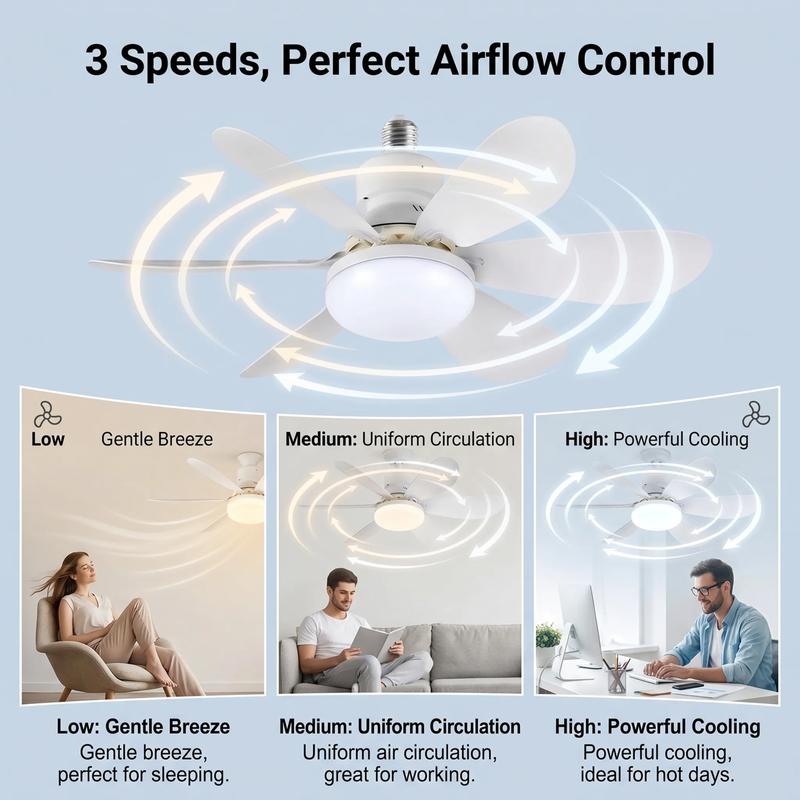 2-in-1 Dimmable E27 LED Fan Light