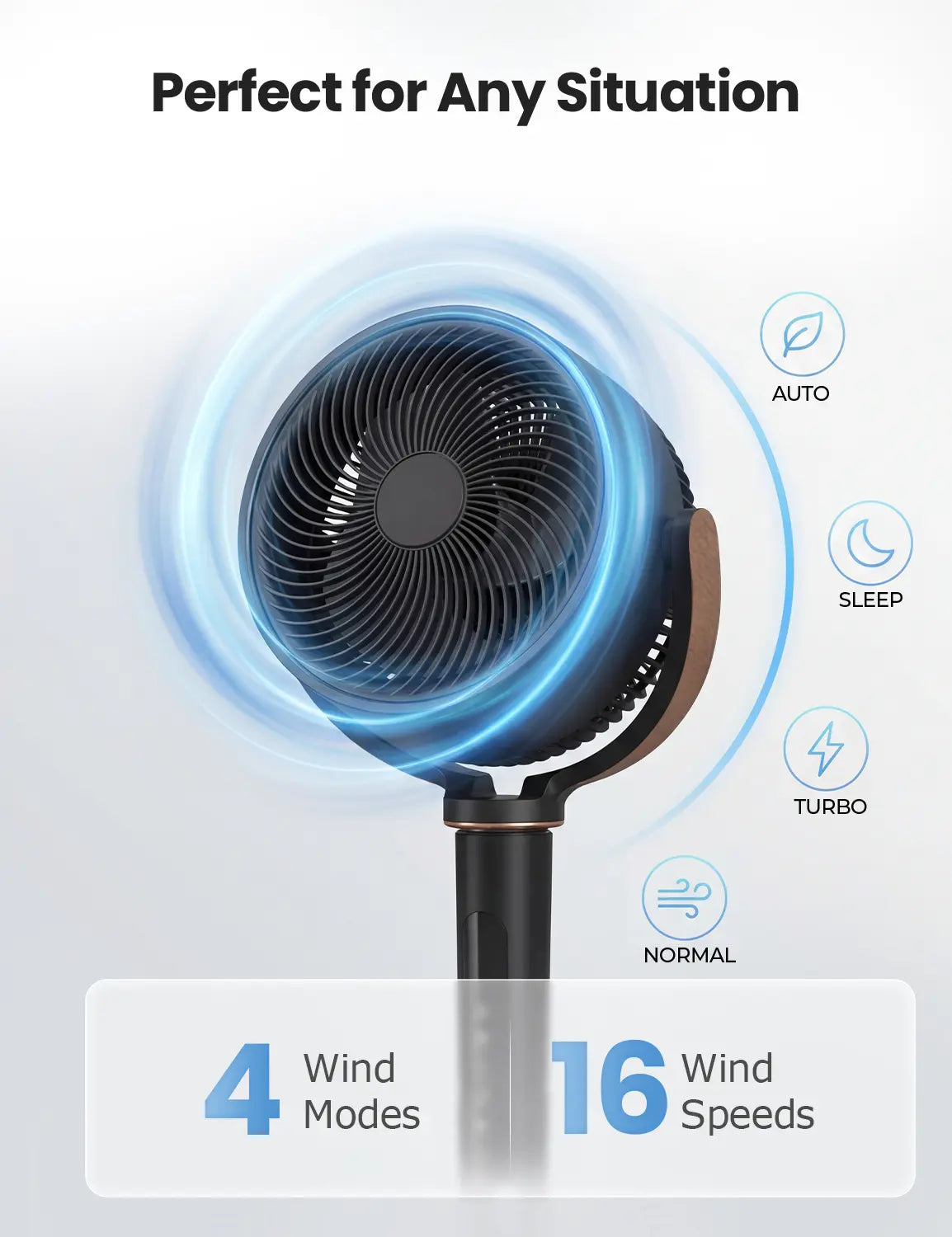 ⚡Fan for Bedroom, 120° Oscillating Standing Fan, DC Motor Quiet Floor Fan